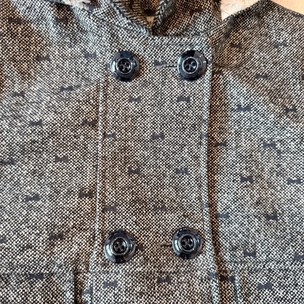 Y2K inspired OshKosh girls size 5 tweed wool blend pea coat with bows and hood